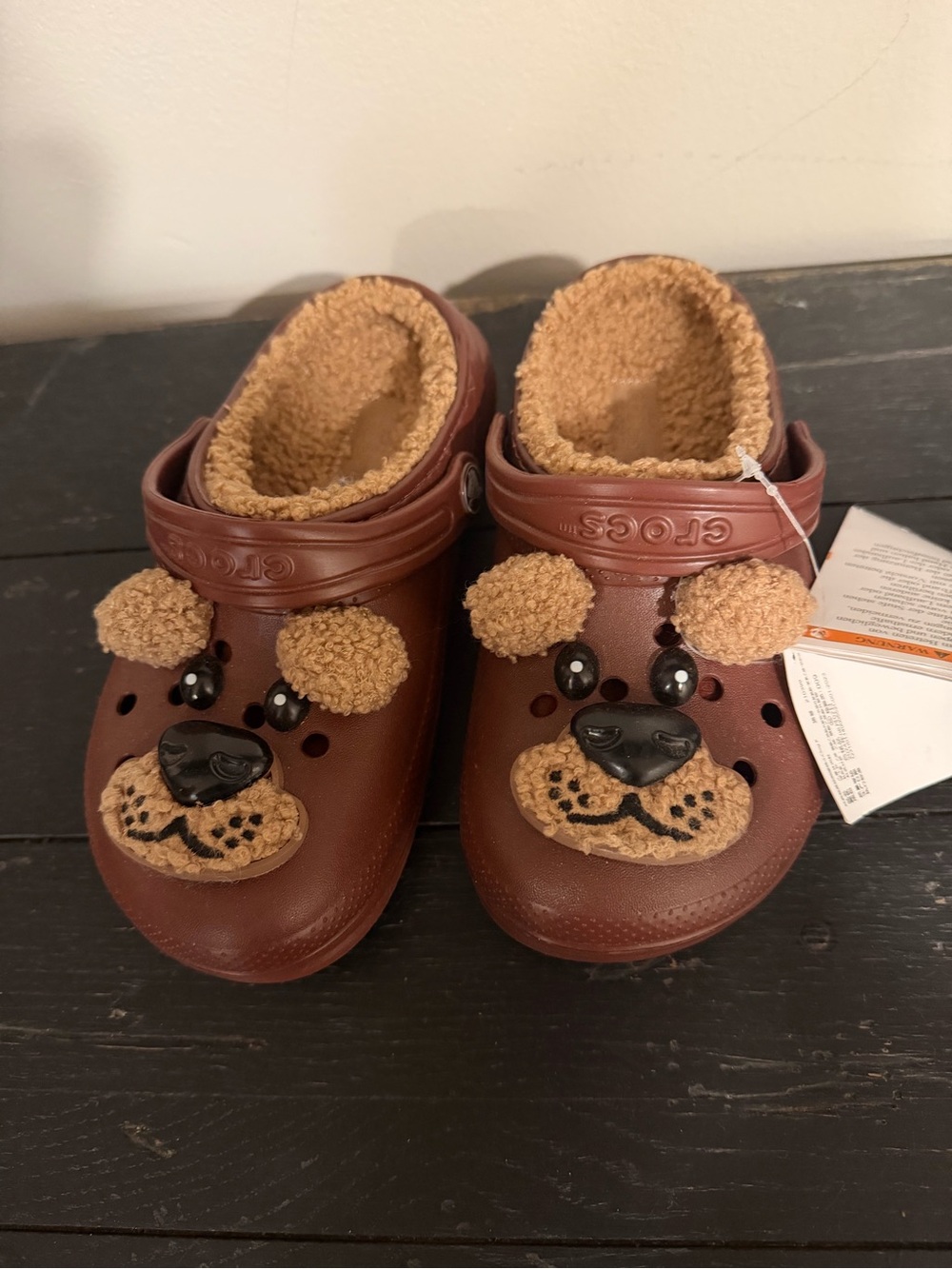 CROCS Kids Brown Bear Lined Clogs